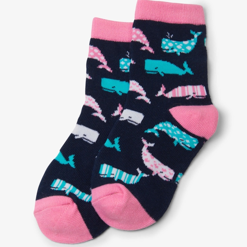 Nautical Pink Whales Kids Socks NWT 2-4 years